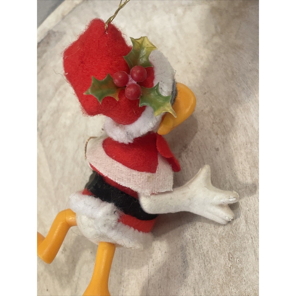 Vintage Santa's World Flocked Donald Duck Christmas Ornament - Picture 6 of 7